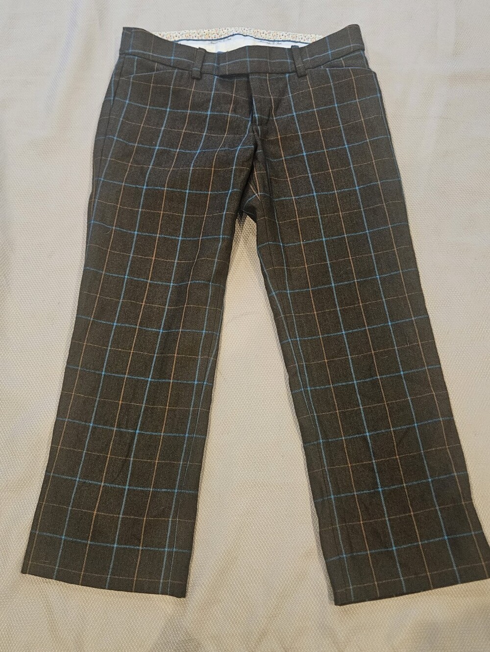 Abercrombie & Fitch Vintage Y2K Brown Orange Blue Plaid Crop Pants #55816 Punk
